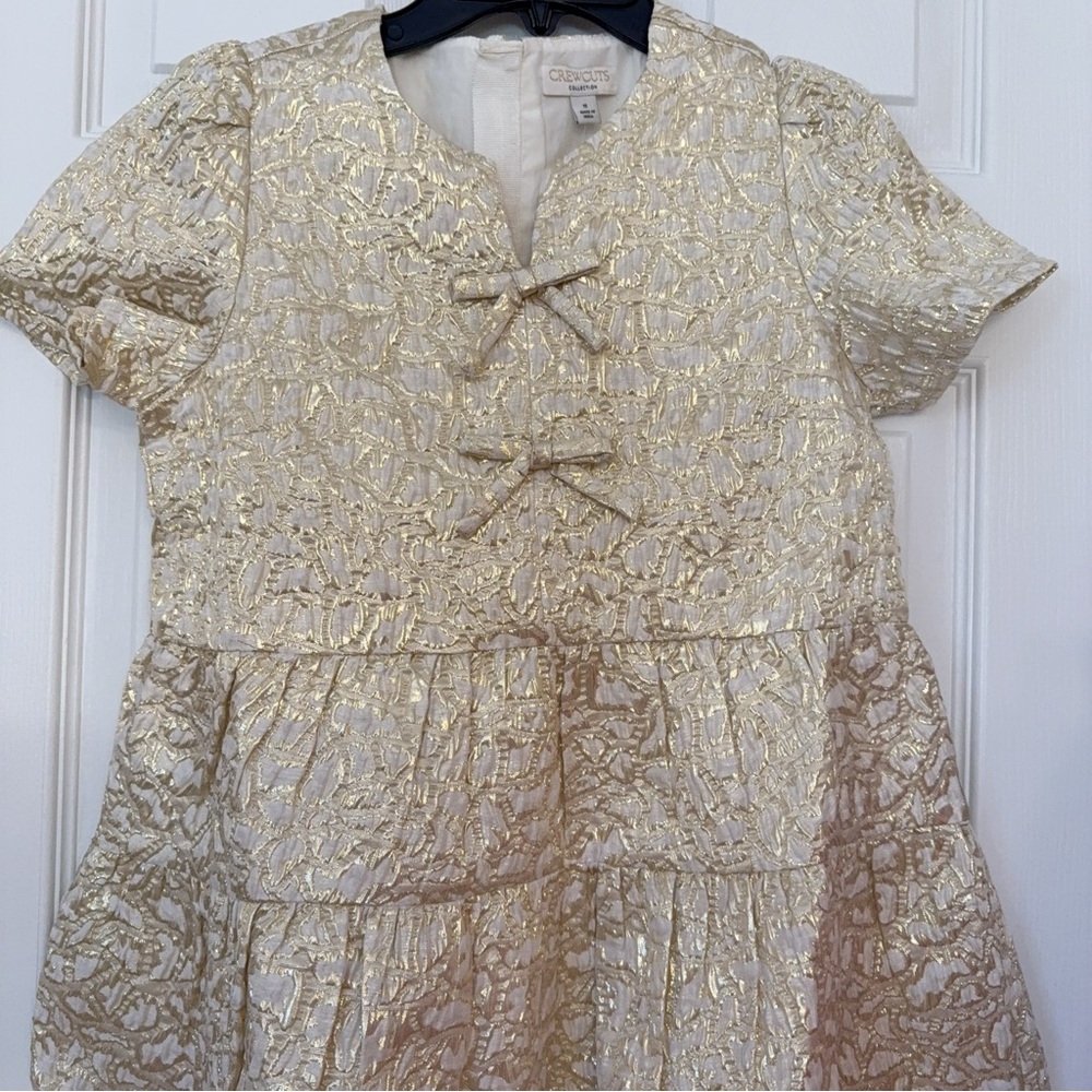 J.CREW Crewcuts Collection Girls puff-sleeve dress in metallic leopard jacquard - Picture 6 of 9